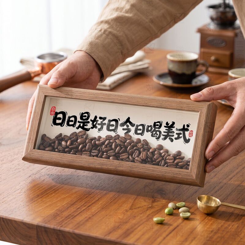 Coffee bean ornament horizontal display stand, creative sideboard decoration for coffee shop, entranceway decorative painting, living room picture frame, tea room gift Coffee bean ornament horizontal display stand, creative sideboard decoration for coffee shop, entranceway decorative painting, living room picture frame, tea room gift