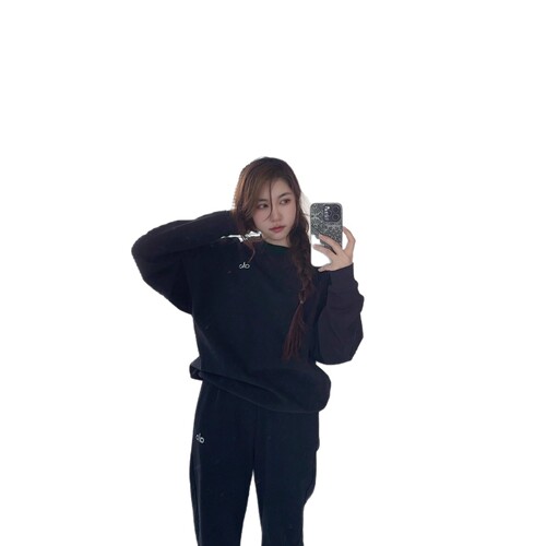 American-style 3D reflective logo sweatshirt with plush crew neck and long sleeves, loose and comfortable couple's design, solid color, simple and versatile style.