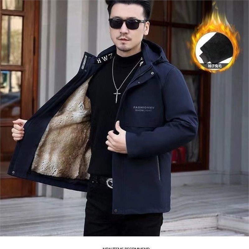 派克服男新款冬貂毛青根貂内胆可拆卸皮毛一体草加厚中款外套|undefined