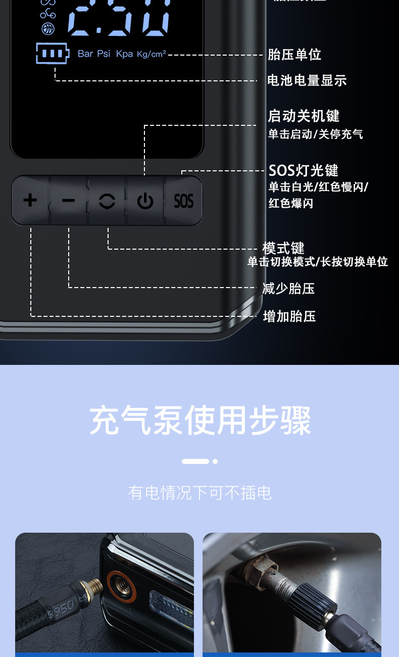 Collection Store Portable Car-Mounted Air Pump, Smart Wireless Car, Motorcycle, Bicycle Tire Inflator Manufacturer