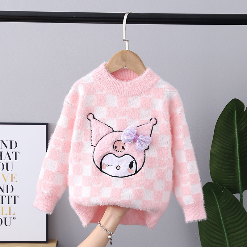Girls' Autumn and Winter Sweater 2025 New Thickened Fleece Stylish Cartoon Children's Base Shirt for Baby Girls