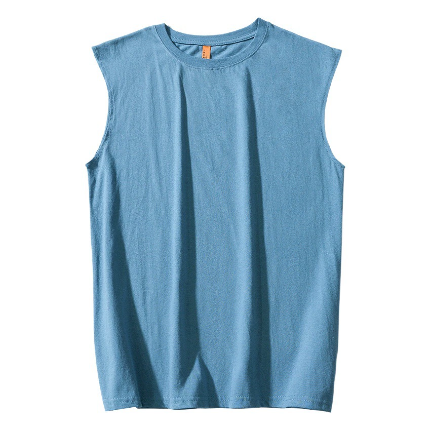 Синьцзянский длинный штапельный хлопковый однотонный жилет, мужской спортивный хлопковый досуг, футболка без рукавов с круглым воротником, нижний верх