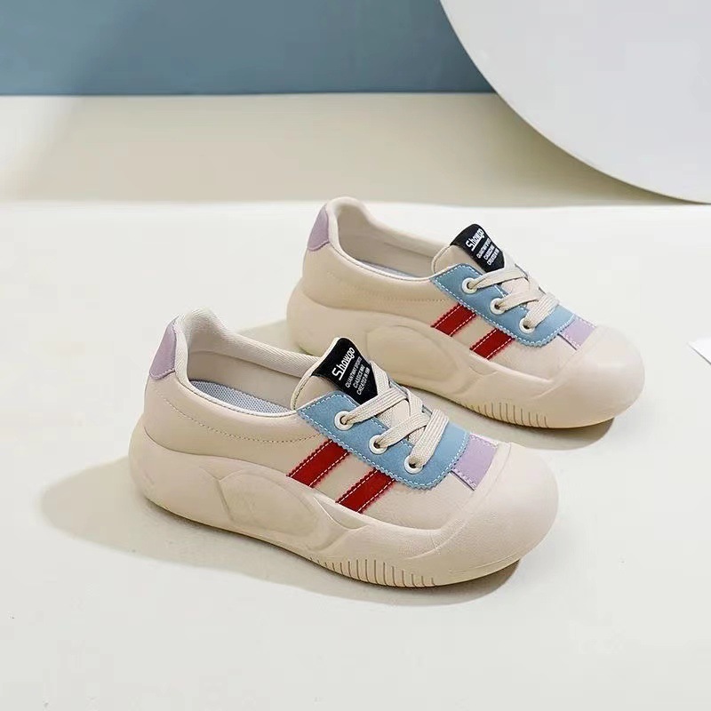 2024 New Korean Style Ins Breathable White Shoes Women's Low-top Casual Board Shoes Platform Shoes Women's Shoes Board Shoes
