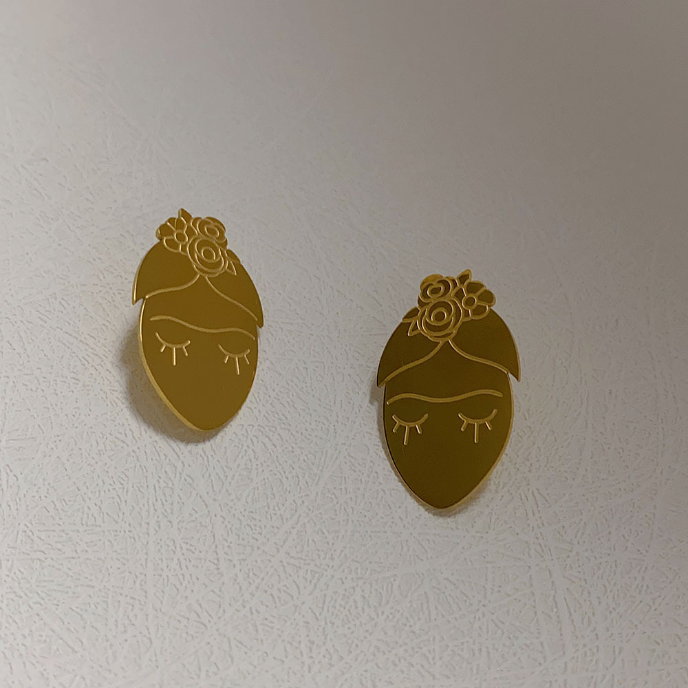Ear Studs Classification 1 Pair Quantity 1 Pair Sweet Simple Style Leaves Flower Plating Titanium Steel 18k Gold Plated Ear Studs