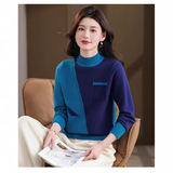 秋装时尚洋气大码针织衫女宽松遮肚子显瘦百搭秋冬半高领打底毛衣，女装针织衫/毛衣，妃慕昵服饰