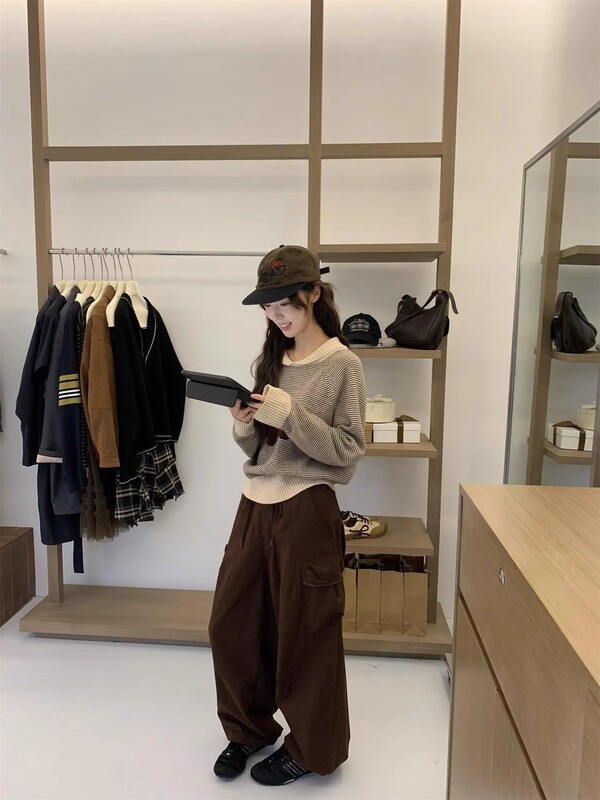 韩系chic复古条纹翻领针织衫女2025新款秋季巨好看慵懒风软糯上衣|undefined