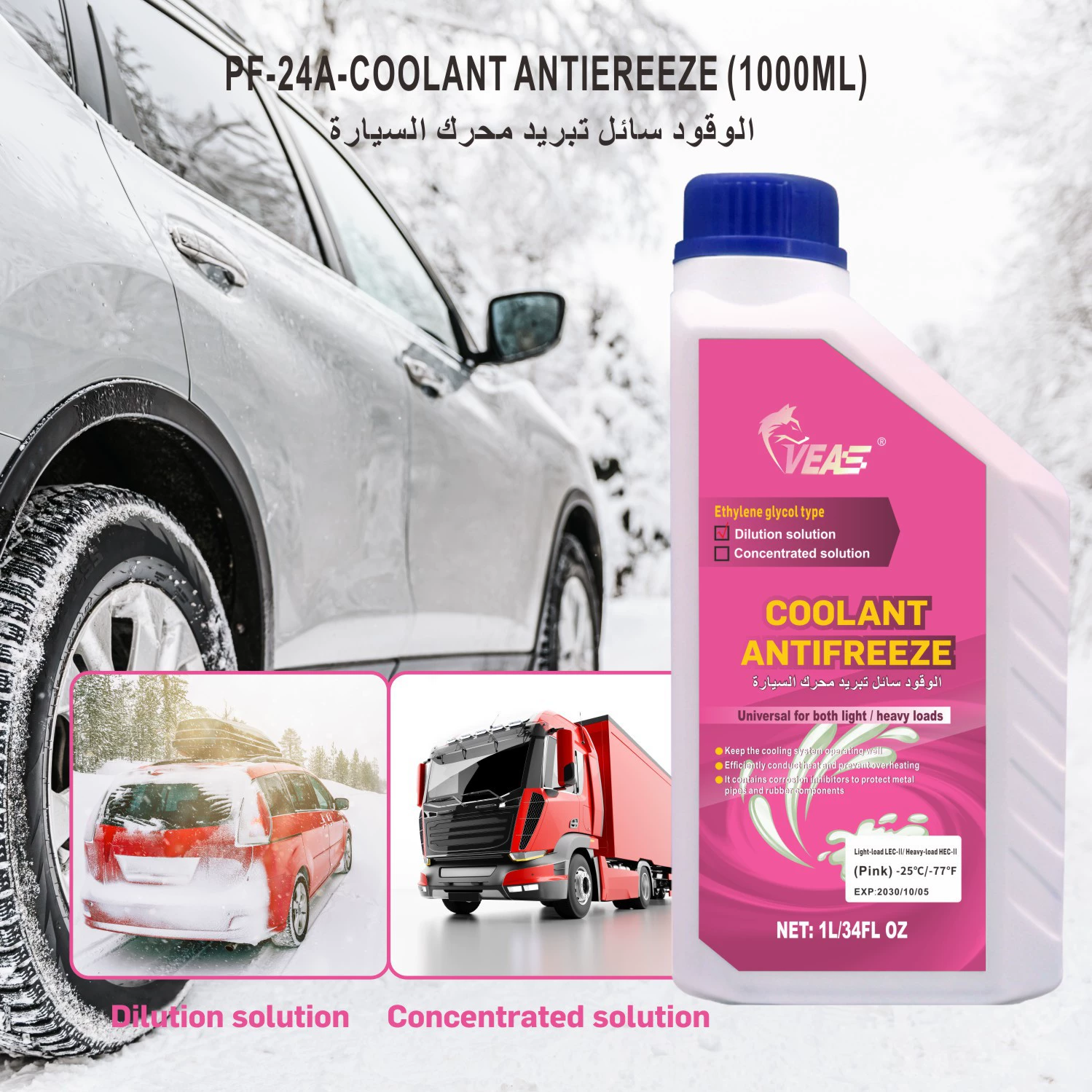 Заводская оптовая продажа 1-литрового долговечного антифриза красного цвета, минус 25 градусов, бак для воды, охлаждающая жидкость для двигателя, автомобильная охлаждающая жидкость
