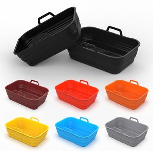 Factory Wholesale 8.5in Foldable Air Fryer Baking Pan Thickened Rectangular Air Fryer Silicone Baking Pan