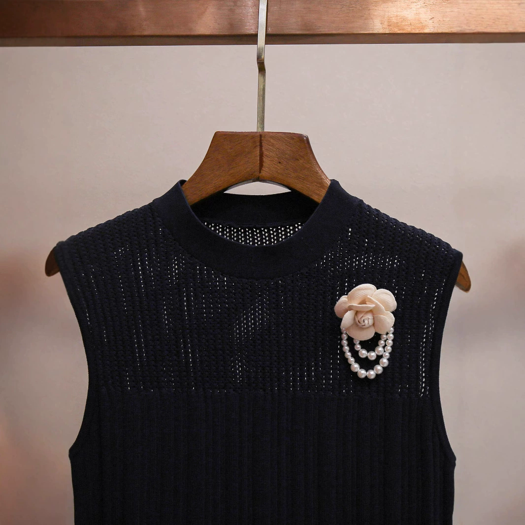 Elite summer retro three dimensional knitted mountain tea, vest