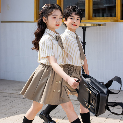 School uniform set, British style children's class uniform for primary school students, summer kindergarten teacher uniform, graduation uniform, college style custom-made
