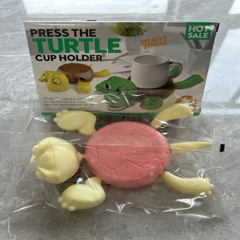 핑크색 재미있는 거북이 컵받침 [컬러 박스 포장]