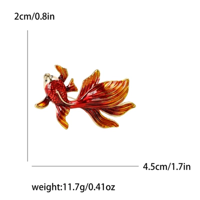 Simple new Chinese style enamel drop oil goldfish brooch niche advanced moving pin daily clothing jewelry (Yaxa sancaqları) - red-4015