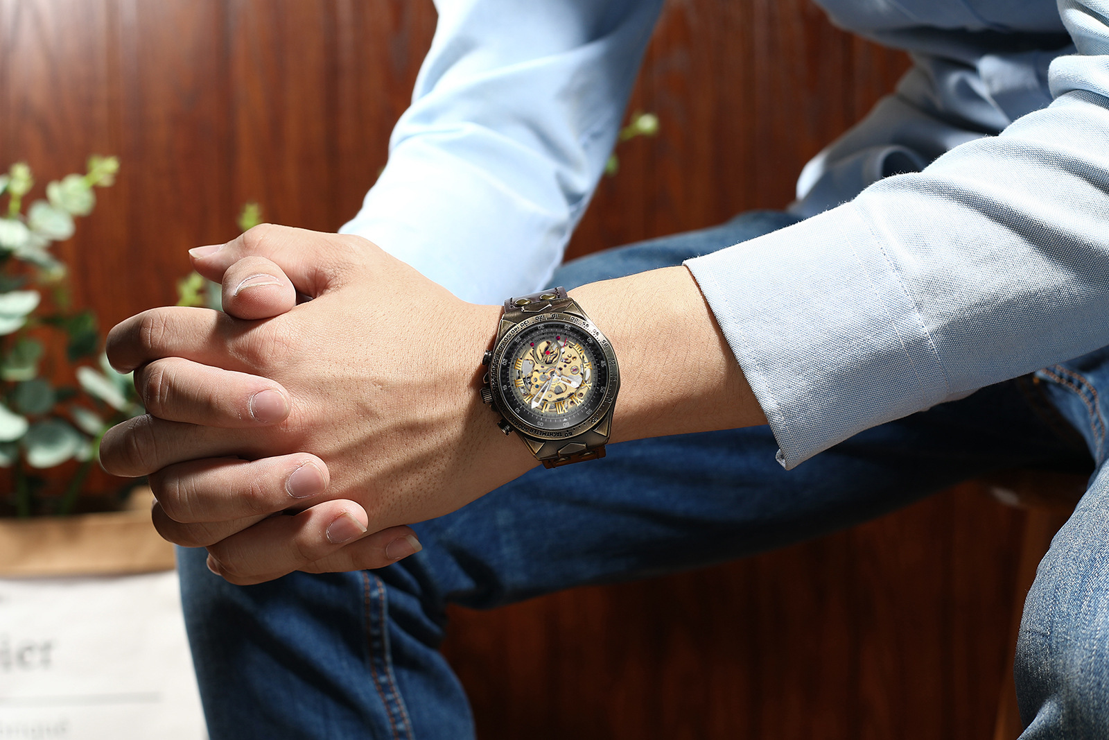 Grenzüberschreitender E-Commerce Retro Hohl mechanische Uhr Mode und Freizeit Douyin Live automatische mechanische Uhr Internet Promi Herrenuhr_voghion.com