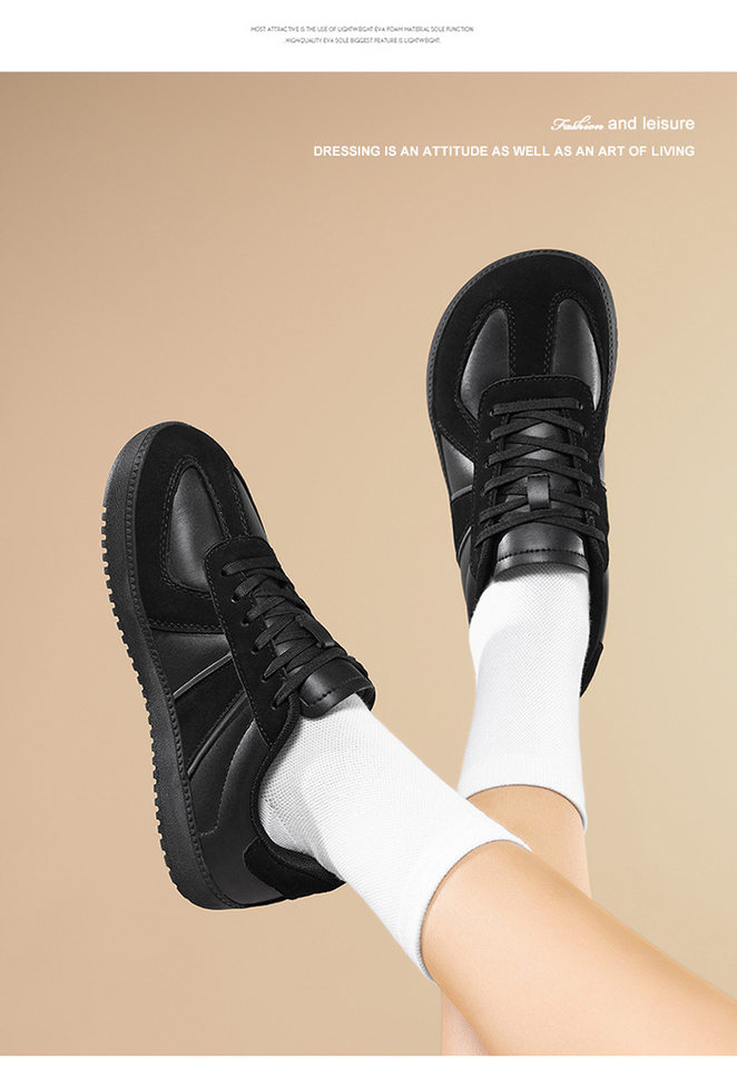 Giày sneaker da lì phối lưới form rộng mũi tròn, đế cao 3–5 cm, dây buộc, unisex — Trắng đen, Xám trắng, đen chi tiết 30