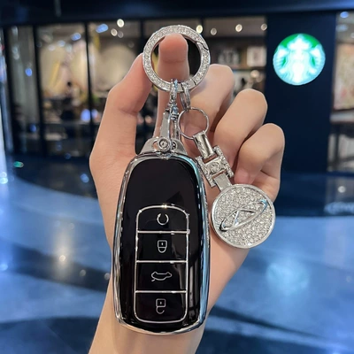 Tiggo 8Pro Car Buckle | Car key bag - model-c-black-key-cover-diamond-car-logo