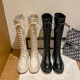 plus size Widened Tube But Knee Long Boots High Tube Flat Bottom 2020 New Lace-up Rider Boots Children chubby girl Plus Tube