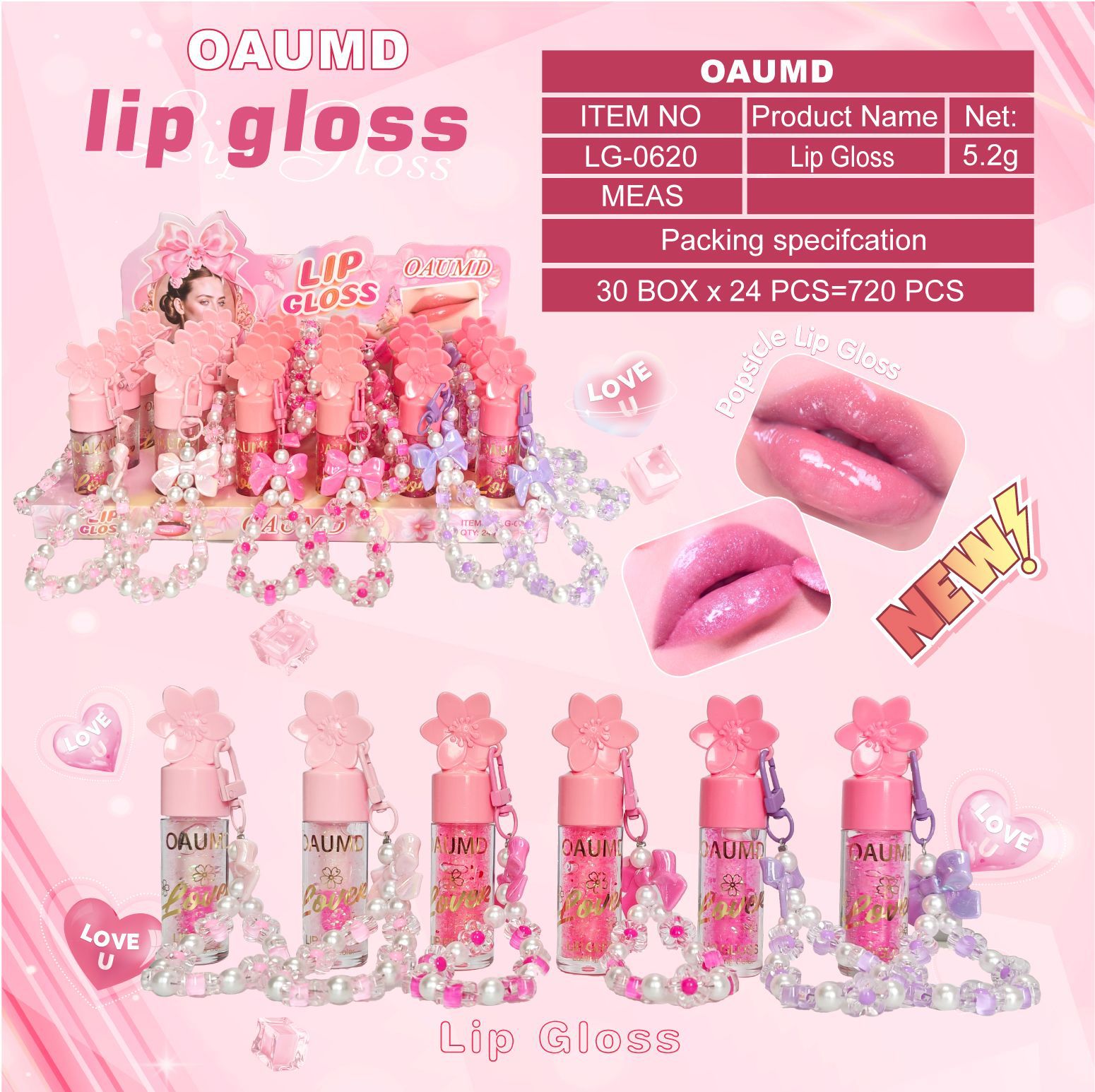 OAUMD comercio exterior transfronterizo nuevo esmalte labial hidratante perdurable colgante de dibujos animados manzana frutas lipstick