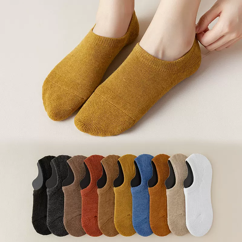 锋美女船袜加厚毛巾底隐形袜纯色日系硅胶防滑浅口短袜韩版女袜