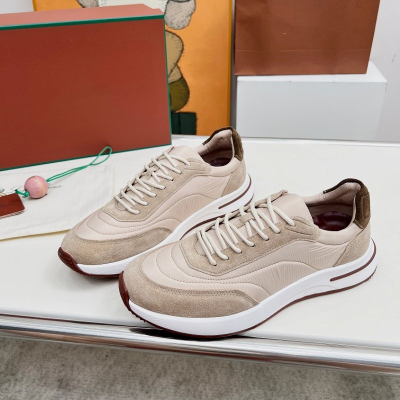 European Station 2025 New Lp Mesh Sports Casual Men's Shoes Thick-Soled Lace-Up Jogging Shoes Breathable Cowhide Stitching