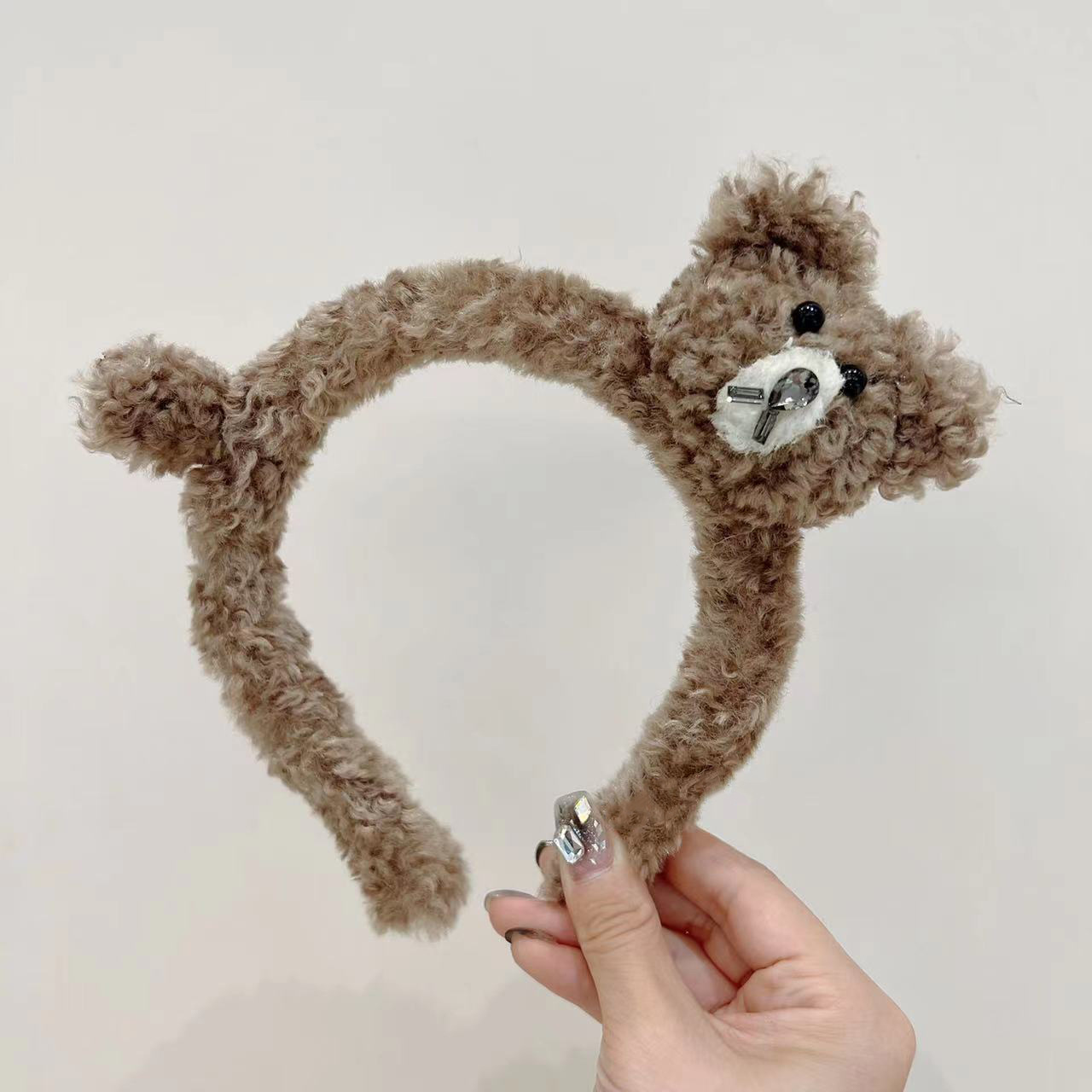 Diadema de peluche lindo gatito mujer Otoño e Invierno antideslizante pelo no herido moda dibujos animados oso muñeca diadema horquilla tocado