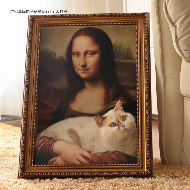 蒙娜丽莎猫窝猫抓板一体世界名画框猫咪玩具封闭式猫窝油画猫房子|undefined