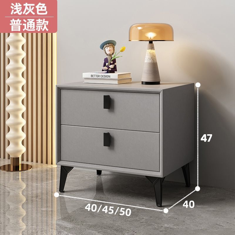 实木皮质现代床头柜简约高级卧室储物柜家用床边柜轻奢收纳柜软包|undefined