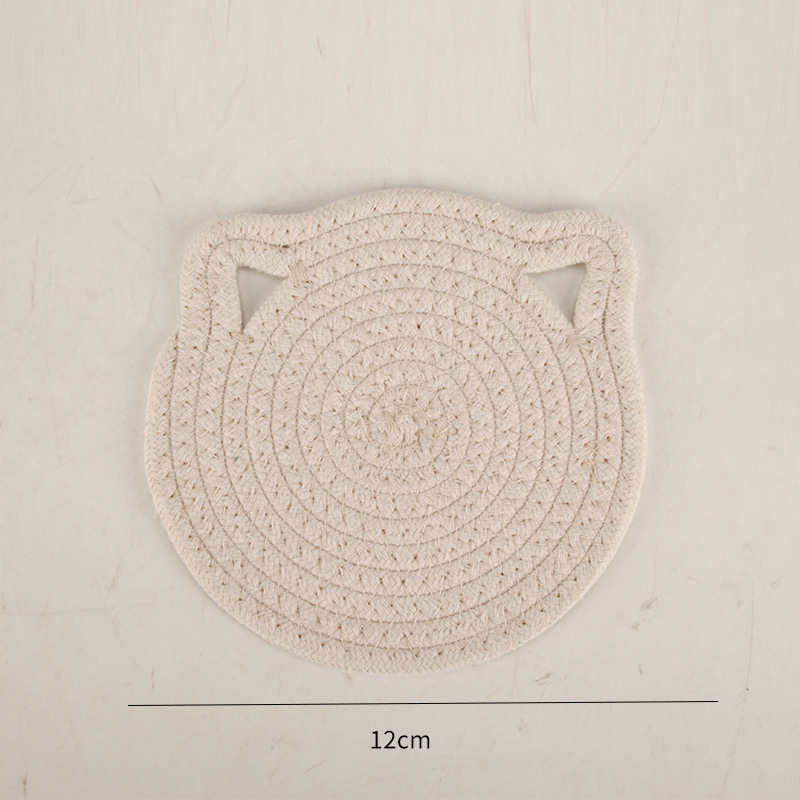 Cojín de paja transfronteriza tela de algodón impresa cojín de taza tejido a mano cojín casero de corteza de maíz cojín de mesa aislante térmico a prueba de quemaduras