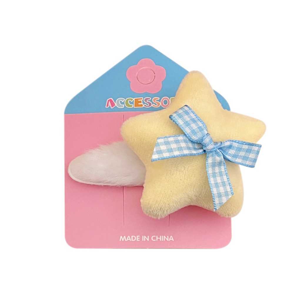 Primavera y verano lindas estrellas de peluche BB clips para niños dibujos animados joyeros para el cabello de la niña corazón de dopamina doble frangeo clip para el cabello roto