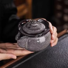 冰花茶壶手抓壶茶杯单个泡茶壶手工铁胎釉冰裂纹陶瓷功夫茶具logo