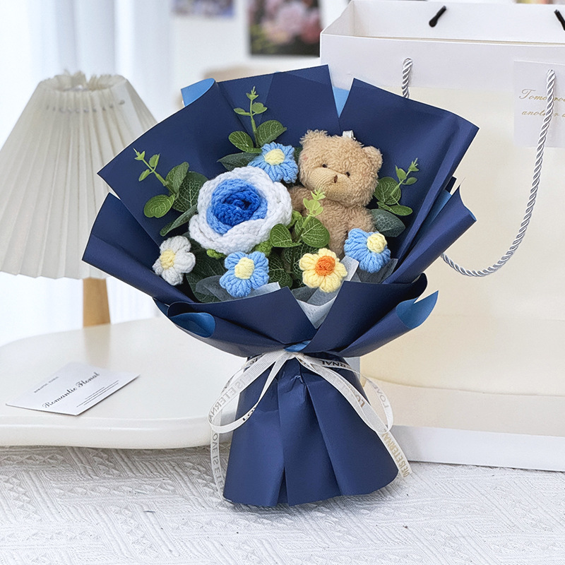 Blue rose + bear