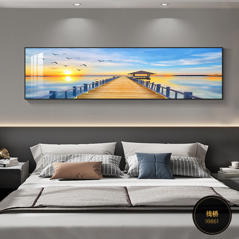 Decoración del dormitorio cuelga la cabeza de la cama pintura cálida Fu Lu sala de estar dormitorio principal pintura de pared de fondo mural de habitación moderna simple image 7
