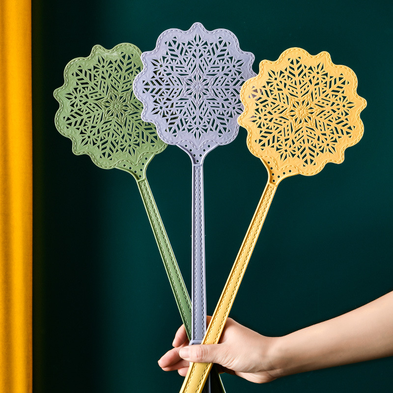 Manufacturer's direct supply household PP fly swatter mosquito swatter durable mesh snowflake fluttering long handled fly swatter 8919