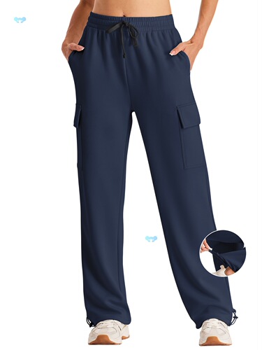 Women's High Waisted Cargo Sweatpants Gray Wide Leg Cross-border