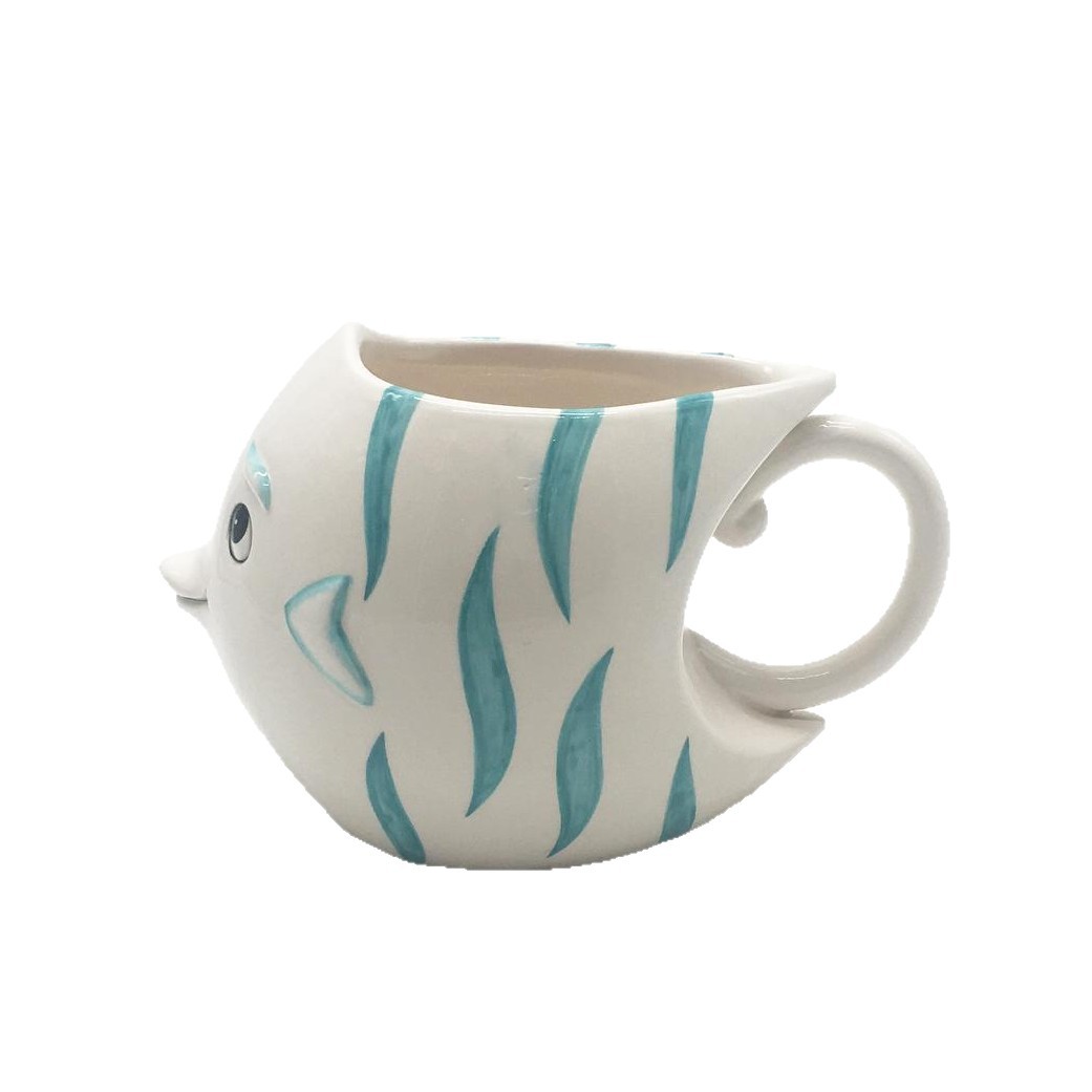 Creativo nuevo relieve de cerámica taza de animales estilo marino taza de desayuno de pez payaso pintada a mano taza de dibujos animados de nube blanca