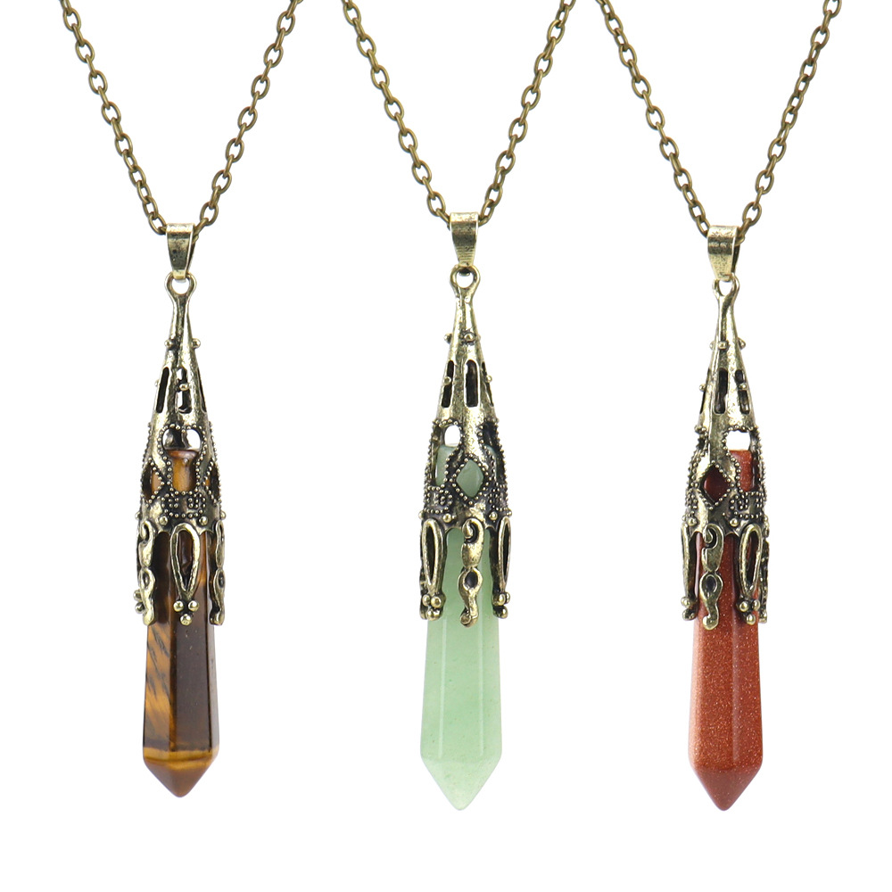 Simple Style Hexagonal Prism Agate Pendant Necklace 1 Piece