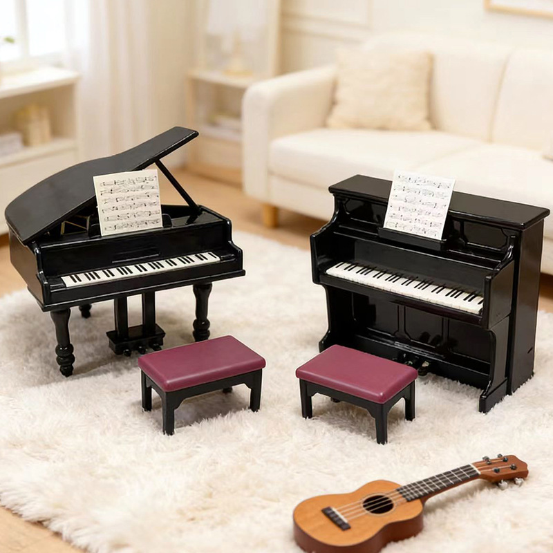 Dollhouse Simulation Model Grand Piano Furniture Mini Miniature Ornaments Musical Instrument Props Accessories