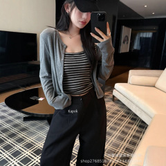 KAPOK韩系针织开衫套装女2025秋季新款圆领百搭条纹吊带两件套679