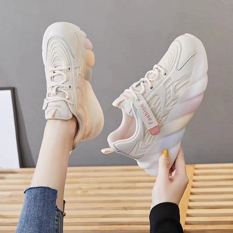 Women's Dad Shoes 2026 New Spring and Autumn Trendy Thick-Soled Sports Casual White Sneakers 2022 Women's Dad Shoes 2026 New Spring and Autumn Trendy Thick-Soled Sports Casual White Sneakers 2022