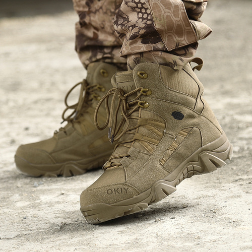 Seasonal Military Boots Special Forces Hiking Boots Outdoor Waterproof High-Top Desert Boots Tactical Boots Large Size Military Shoes Men's Workwear
