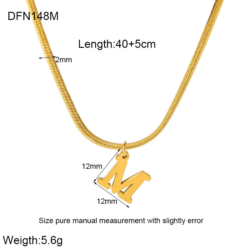 304 Stainless Steel 18K Gold Plated Simple Style Polishing Letter Pendant Necklace display picture 15