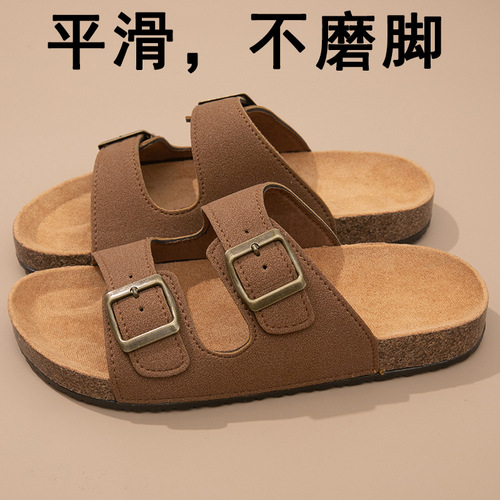 New Summer Cross-border PVC Buckle Leather Sandals, Beken Flat Sandal Slippers for Women, Half Slippers with Thick Soles, Wearable Outdoors