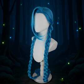 外贸 新品英雄联盟LOL双城之战暴走萝莉金克斯/金克丝Cosplay假发
