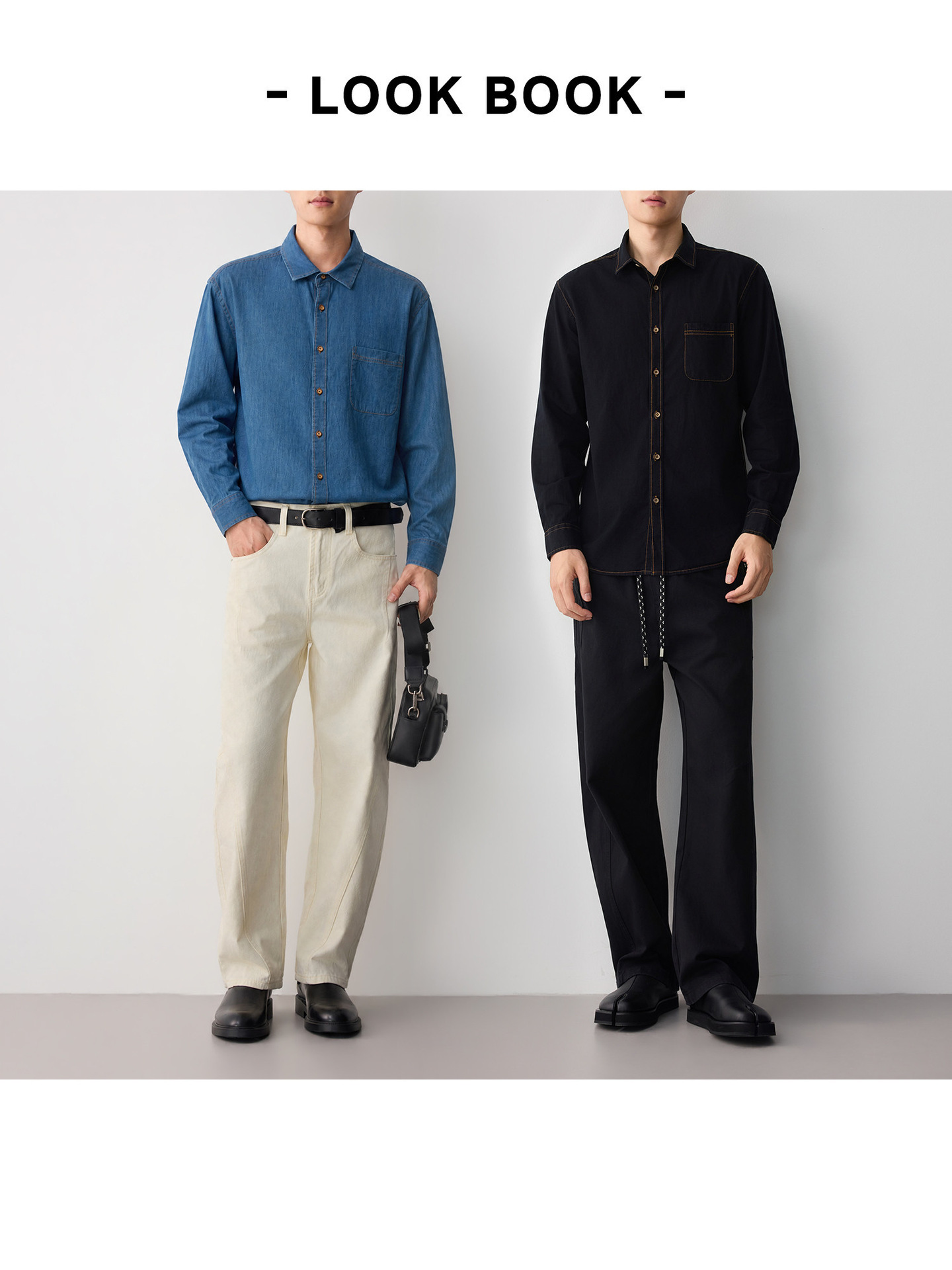 Áo sơ mi denim nam phong cách công sở, chất liệu cotton thoáng mát — màu xanh nhạt