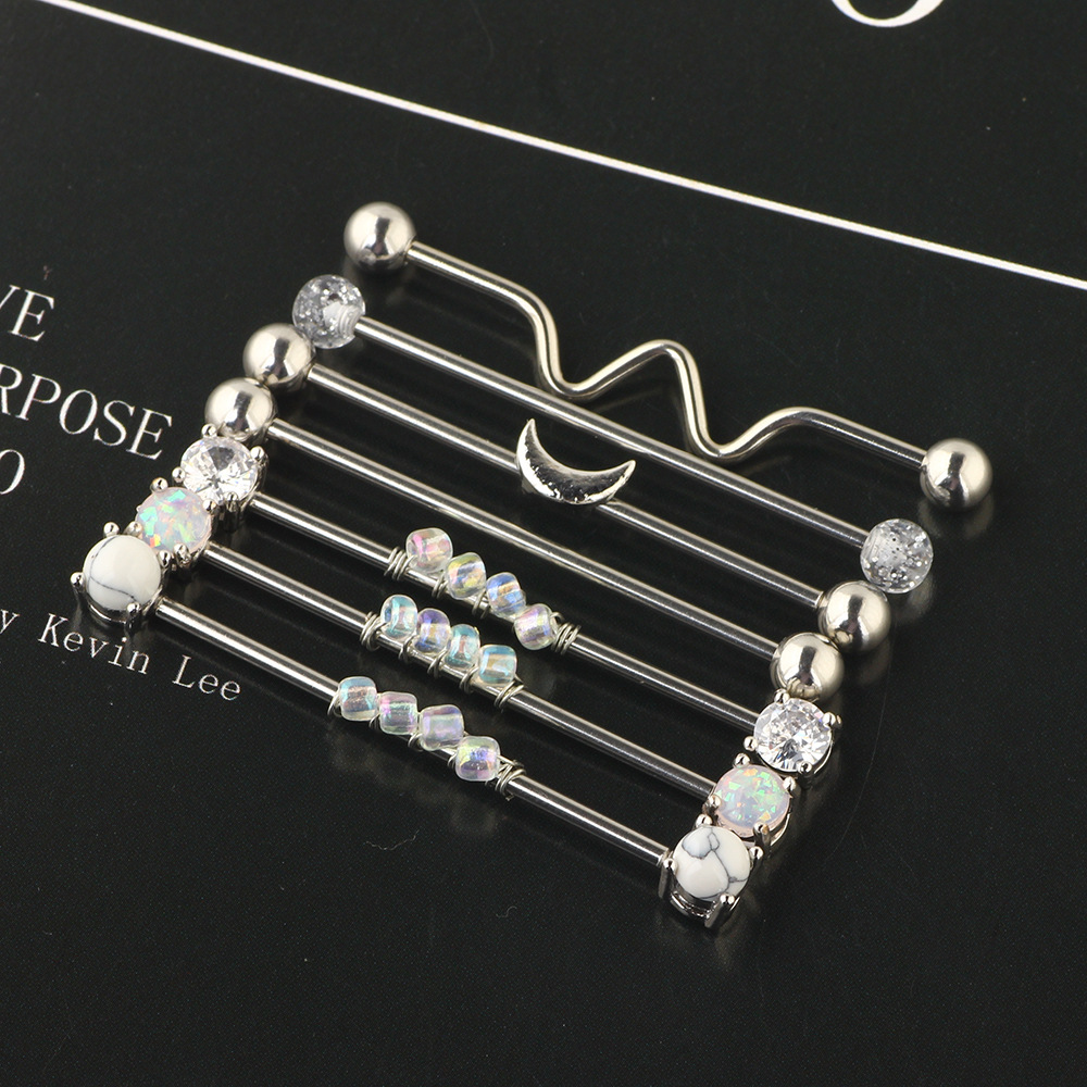 316L Surgical Steel Industrial Bridge Barbell Body Piercing Jewelry detail image 7
