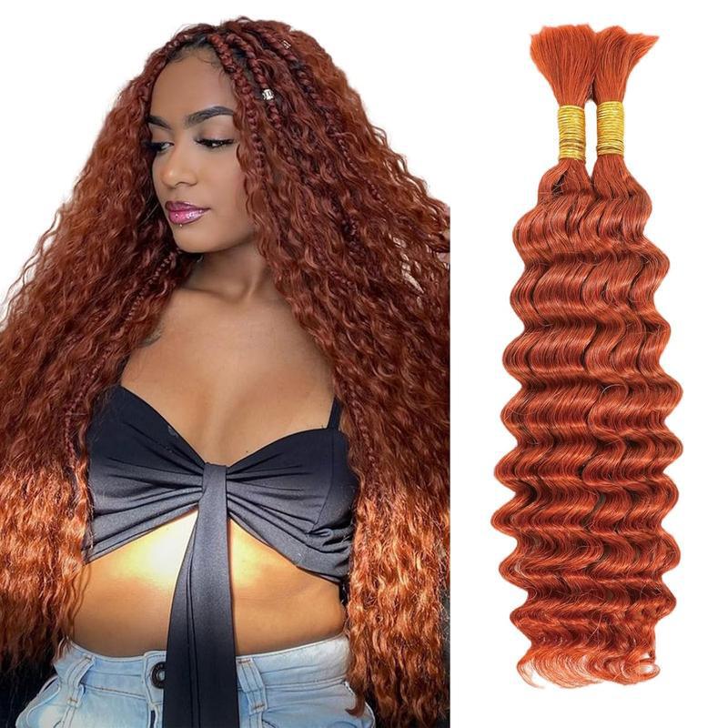 2025 New Cross-Border Dropshipping Bohemian Braided Hair 26inch Ginger Color Human Curly Hair