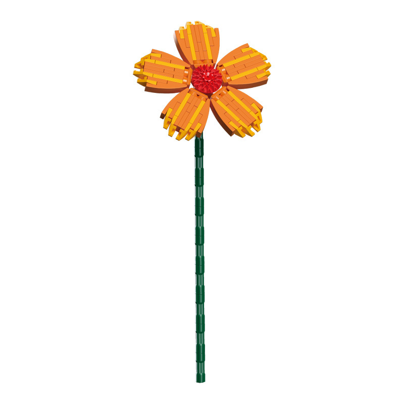 钻马积木花永生花束抱抱桶仿真花小颗粒积木DIY玩具七夕女生礼物|undefined