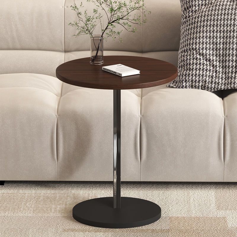 [고급 원형 사이드 테이블 모델] 블랙 월넛 + 블랙 스트레이트 프레임