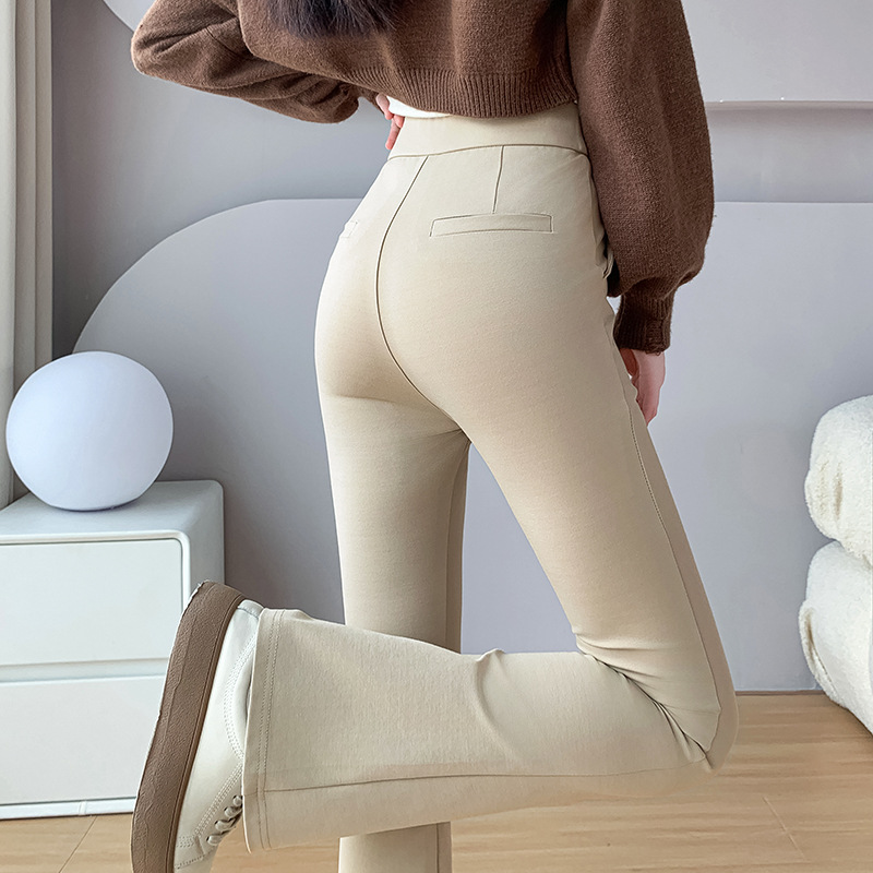 Slimming ceiling black horseshoe pants women's spring and autumn new suit pants straight narrow version micro flared pants pencil pants