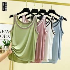 百搭莫代爾吊帶背心女夏季2024新款大碼內搭圓領打底衫拼色上衣