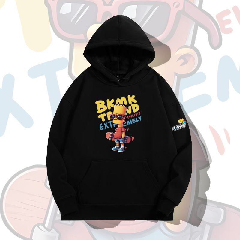 American Anime Simpsons Hooded Pullover Sweatshirt Men's Autumn Youth Fashion Brand Loose Shoulder Long-sleeved Jacket